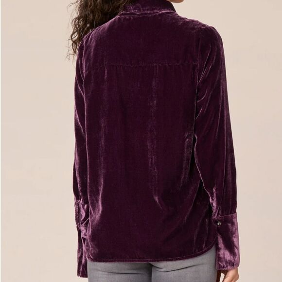 810 NWT Democracy Long French Cuff Sleeve Button Down Velvet Woven Shirt PXL - Picture 2 of 8
